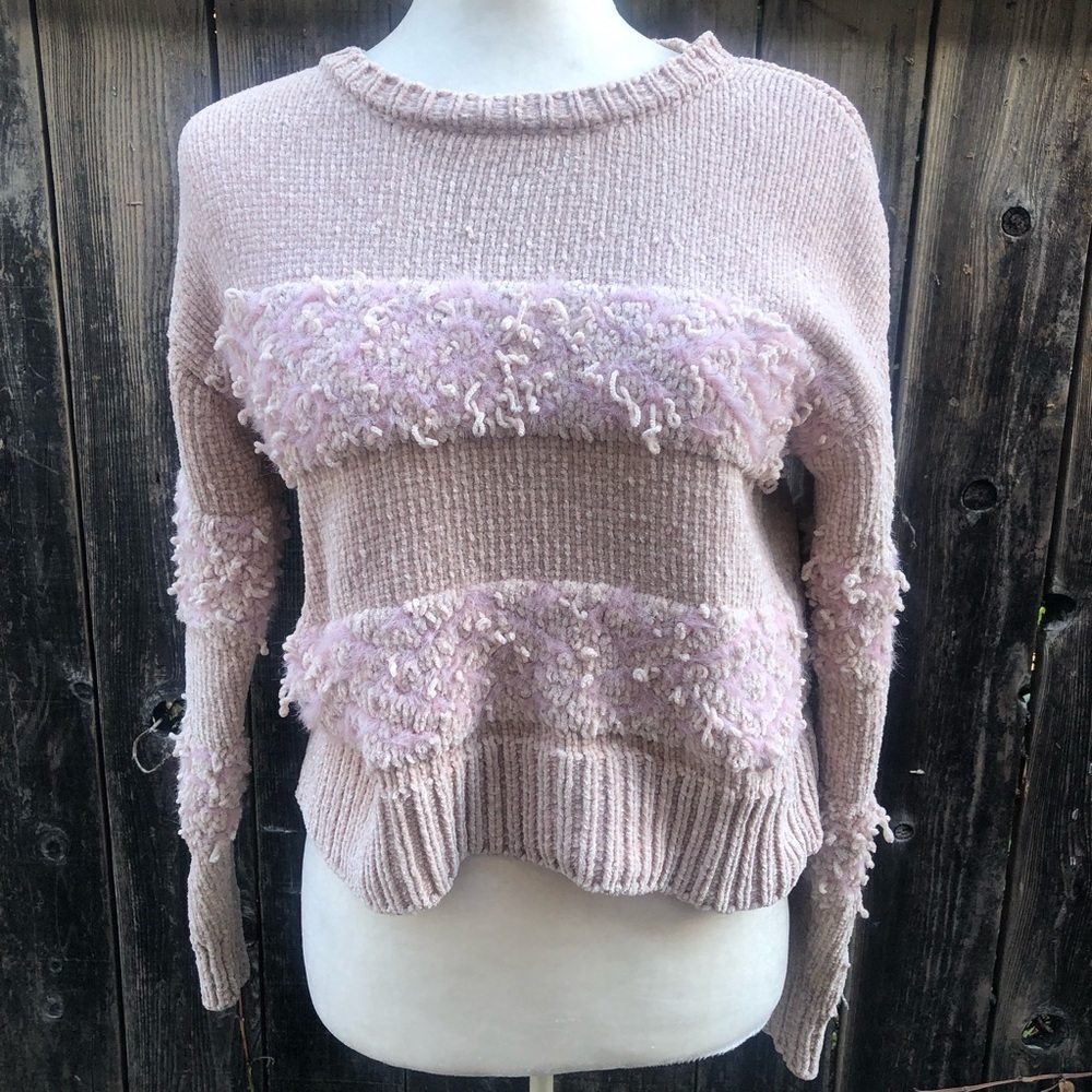 Others Follow Pink Chenille Mesa Sweater - Size XS